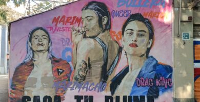 Un mural contra la lesbofobia en Barcelona